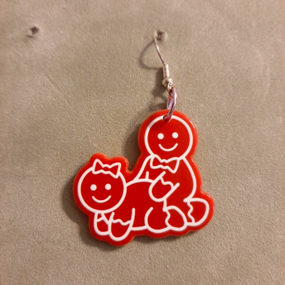 Gingerbread Cookie Couple Earrings New
